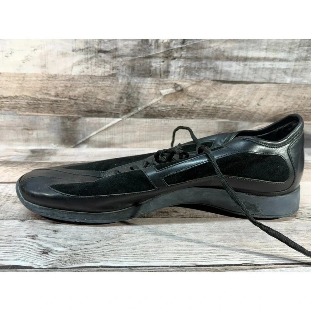 Gucci Leather Low Trainer Black Suede Sneakers 111 6107 Size 9D Made in Italy